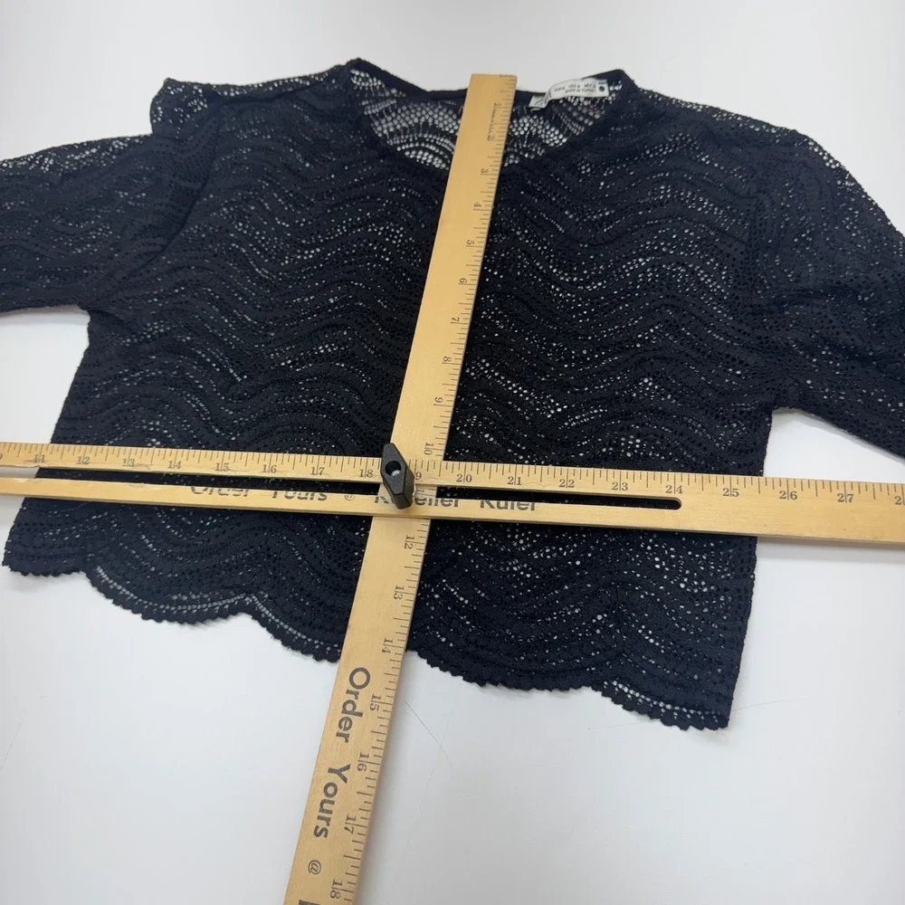 Zara Crop Top Womens Medium Black Lace Crochet Boho Goth Coquette